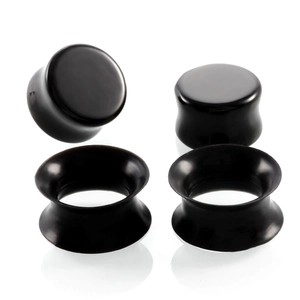 20pcs set of black silicone and acrylic ear gauges tunnels and plugs for body piercing