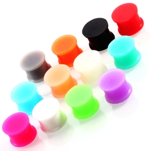Solid silicone ear plugs gauges kit in multiple vibrant colors for ear piercing stretching