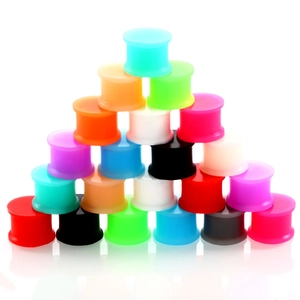 Colorful double flared silicone ear gauges set for body piercing jewelry collection