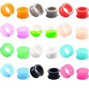 Silicone Ear Gauges Flesh Tunnels Soft Flexible Double Flare Body Piercing Jewelry Mixed Colors Expander For Daily Men Women