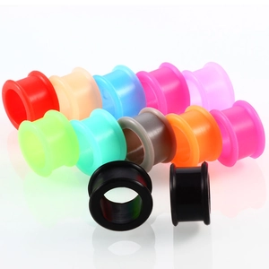 Colorful soft silicone ear gauges set with various macaron colors for body piercing