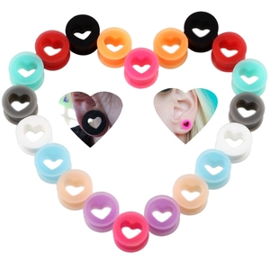 Silicone Heart Shaped Ear Tunnels Soft Flesh Plugs Gauges Expander Stretching Piercing Jewelry Unisex Multi Color