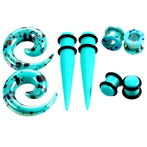 Detailset van cyaan acryl stretchers inclusief spiralen en pluggen met inktpatronen