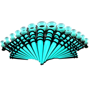 Dehnstab-Set aus blauem Acryl mit Expandern und Plugs in verschiedenen Größen