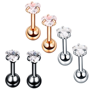 Detailansicht der herzförmigen Zirkonia-Piercing-Stecker in Silber, Roségold und Schwarz