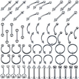 Stainless Steel Body Piercing Jewelry Silver Tone Nose Ring Lip Stud Eyebrow Ring Ear Cartilage Cartilage Jewelry For Men Women