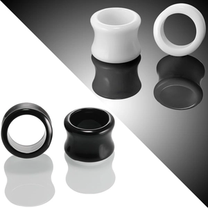 Acryl Holle Oortunnel Plug Dubbel Flared Saddle Expander Piercing Lichaamssieraden Voor Unisex Zwart Wit Accessoire