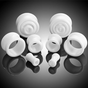 Witte acryl zadel oorpluggen set met spiegelreflectie voor uitgerekte oren