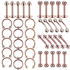 Stainless Steel Body Piercing Jewelry Set Polished Nose Rings Lip Studs Horseshoe Hoops Multicolor Septum Rings For Men Women Jewelry