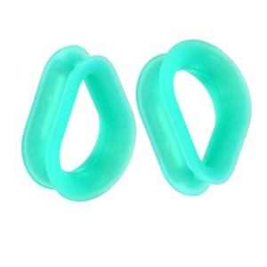 Mint green teardrop silicone ear gauges with double flare design for ear stretching