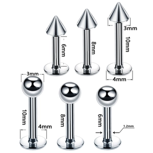 40pcs rose gold stainless steel labret stud set with cone and ball tops in 6mm 8mm 10mm