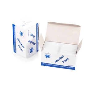 70% Isopropyl alcohol prep pads 100pcs box for skin cleansing and surface sanitizing