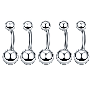 Set di 5 piercing a barra curva in acciaio inossidabile lucido per sopracciglia e ombelico