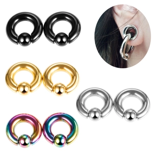 Gioielli per Piercing con Anello a Sfera Prigioniera in Acciaio Inossidabile Lucido Hip Hop Unisex Orecchini a Cerchio BCR