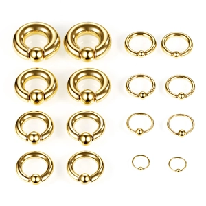 Set di anelli con pallina prigioniera dorati lucidi in varie misure per piercing