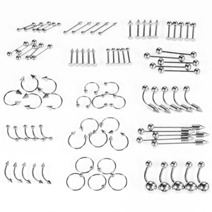 Collezione Gioielli Piercing Corpo in Acciaio Inossidabile Lingua Labbro Sopracciglio Naso Ombelico Capezzolo Barbells