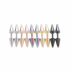 Set di orecchini punk in acciaio inossidabile nero, oro, argento e oro rosa lucido
