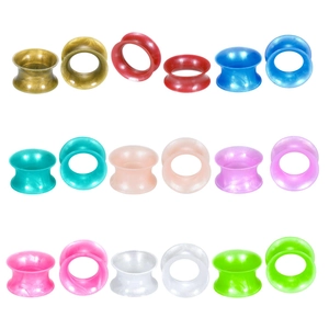 Flexibele Siliconen Oortunnels Double Flare Kunstparelfilm Verguld Ear Gauges Glitter Holle Flesh Tunnels Piercing Sieraden