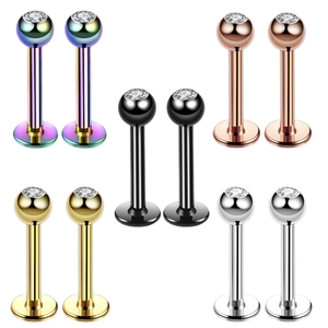 Piercing per Labbro in Acciaio Inossidabile con Zircone Retro Piatto Orecchino per Cartilagine Gioielli Unisex Punk Accessori