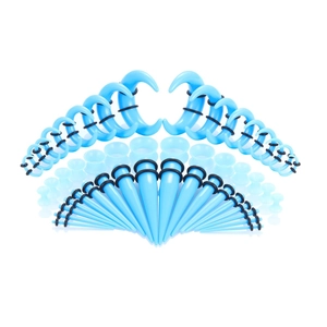 Himmelblaues Acryl-Piercing-Set mit Dehnstäben und Spiral-Ohr-Expandern für Tunnel