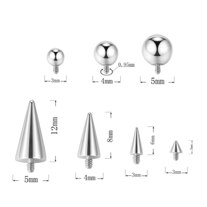 Embouts à visser en acier inoxydable poli pour bijoux de piercing punk et DIY