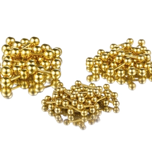 Boucles d'oreilles piercing haltères en acier inoxydable doré avec design double boule