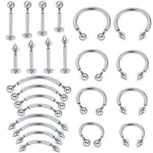 Bijoux de Piercing en Acier Inoxydable Filetage Interne Labret Anneau de Lèvre Fer à Cheval Barbell Courbe Punk Hip Hop