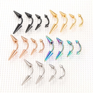 Bunte Curved Barbells mit Spitzen aus Edelstahl in fünf verschiedenen Farben und Größen