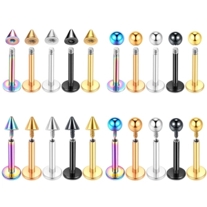 Punk Stainless Steel Lip Ring Stud Labret Piercing Jewelry 316L Surgical Steel Ball Cone Spike Piercing For Men Women