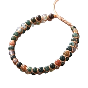 Handgefertigtes Boho-Doppelschicht-Armband mit 4mm Indischen Achatperlen und Zugverschluss