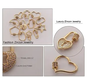 Detail of 18K gold plated charms with AAA zircon inlay showing precision craftsmanship