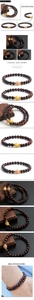 Macro detail of red tiger eye beaded bracelets with contrasting yellow accent beads