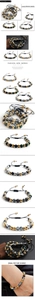 Detail view of adjustable multilayer beaded bracelets with natural stone and metal beads