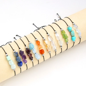 Handgemaakte Natuursteen Geboortesteen Armband Minimalistisch Geweven Verstelbaar Koord Sieraden Cadeau Voor Vrouwen Meisjes Verjaardag
