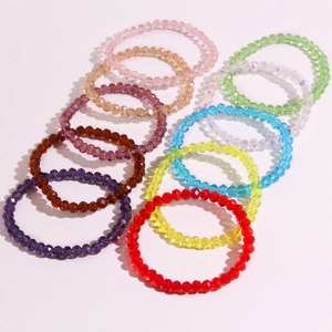 Minimalistisches Facettiertes Künstlicher Kristall Perlenarmband Für Damen Buntes Glasperlen Elastisches Handarmband Mode Schmuck Geschenk