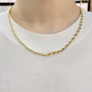 Modieuze Vergulde Koperen Ketting Voor Dames Hip Hop Ovale Koffieboon Schakelketting Sieraden Dagelijks