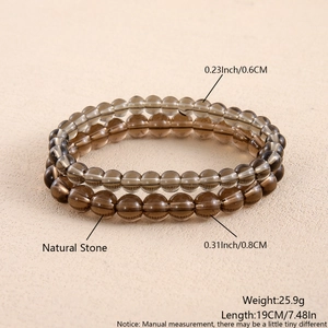 Macro detail of 6mm and 8mm natural stone beads bracelets with specific dimensions and weight