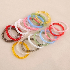 Colorful 6-8mm glass bead bracelets set with minimalist natural stone style design