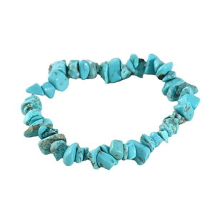 Bracciale elastico da donna con pietre naturali di turchese irregolari e trama minerale