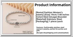 Details des Edelstahl-Perlenarmbands mit Keltenknoten-Perle und Größenangaben