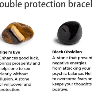 Cuentas de ojo de tigre y obsidiana negra para pulseras trenzadas con letras