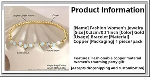 Detail of 18cm beaded bracelet set with 3mm natural stones and gold-plated copper beads