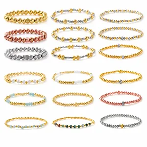Stapelbares Kupfer Vergoldetes Perlenarmband Für Damen Naturstein Künstliche Perle Mehrlagig Elastisch Schmuck Geschenk