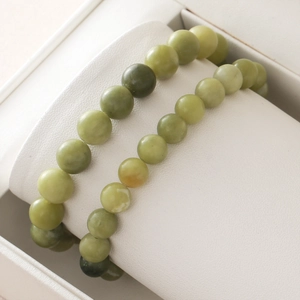 Natuursteen Zuid-Jade Ronde Kraal Armband Voor Vrouwen Mannen Handgemaakte Groene Jadeiet Elastische Stretch Armband Minimalistische Sieraden