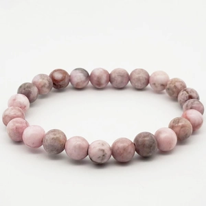 Pulsera de piedra ágata natural con cuentas de textura de mármol rosa y gris para unisex