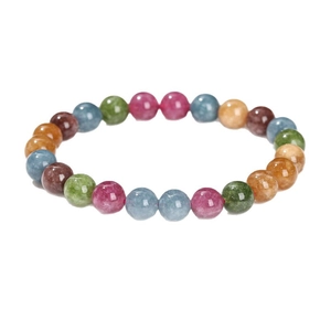 Multicolor natural stone beaded bracelet featuring round agate and jasper gemstones