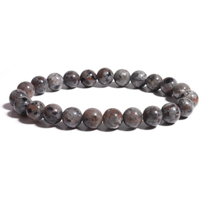 Vue détaillée d'un bracelet en perles de pierre naturelle 10mm au fini minéral poli