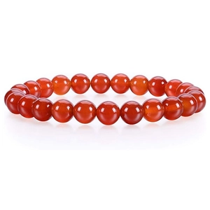 Bracelet extensible en agate rouge naturelle de 8mm avec perles rondes polies