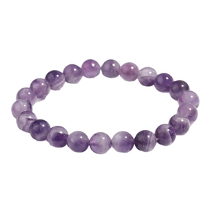 Bracelet en améthyste violet foncé 8mm avec perles rondes en cristal naturel lisse