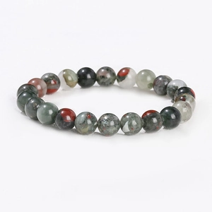 Bracciale in pietra naturale con perle rotonde da 8mm in diaspro sangue di drago verde e rosso